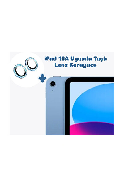 EHZ TEKNOLOJİ iPad A16 11' Uyumlu Taşlı Lens Koruyucu (MAVİ)