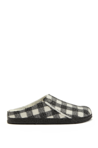 Birkenstock Zermatt Shearling Siyah Beyaz Ekoseli Kadın Terlik