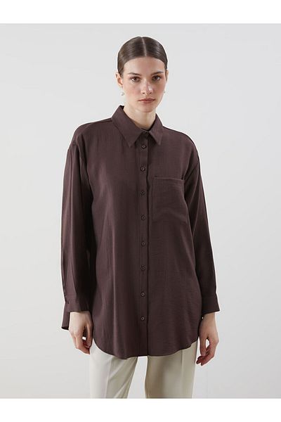LC Waikiki Γυναικείο πουκάμισο LCW Modest Textured Oversize Crinkle