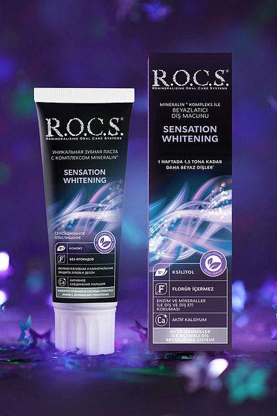 R.O.C.S. Whitening Toothpaste Without Fluoride - Sensation 74g