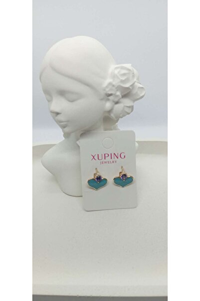 ndjewelry Stone detailed blue heart earrings