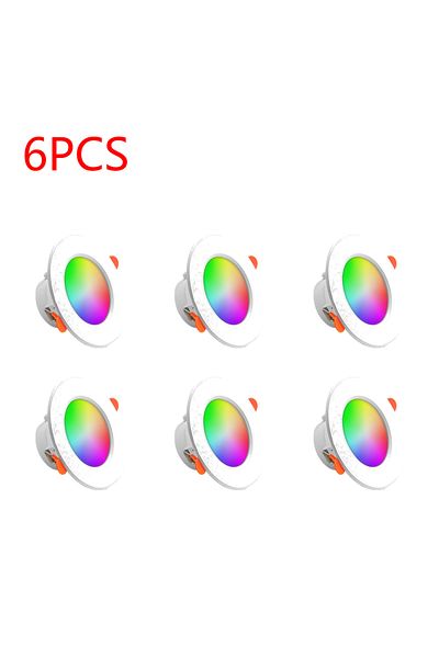 Shunmaii 6PCS 1-10PCS Tuya Bluetooth Smart Downlight Full Color Dimmable LED Ceiling Recessed Down Light Blue
