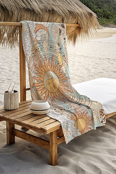 Herarosa Sun and Moon Beach Towel - 75cm X 150cm