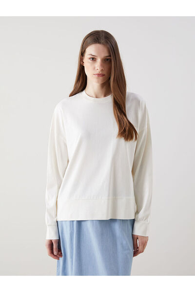 LC Waikiki Lcw Modest Ecru Crew Neck Women's Sweatshirt