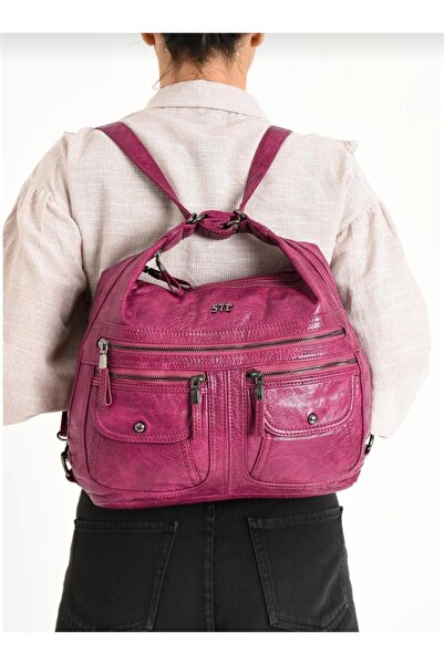 NightLove Faux Leather Soft Woven Backpack Shoulder Bag