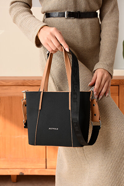 Just Polo حقيبة يد وكتف طويلة بحزام متقاطع للنساء مكونة من 3 أقسام