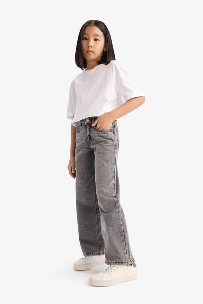 DeFacto New Season Girl's Wide Leg Wide Leg Jean Trousers