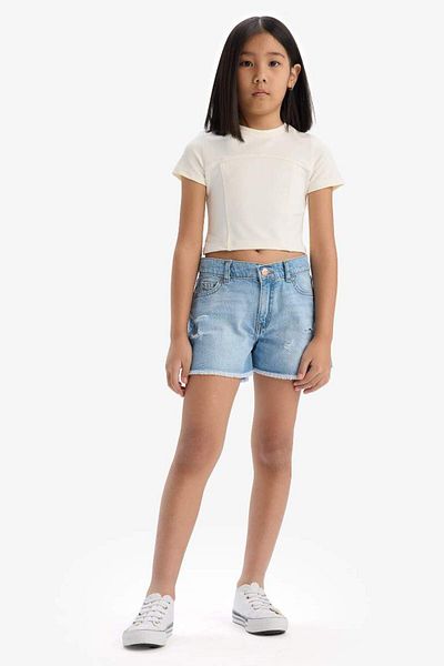 DeFacto Pantaloni scurți din bumbac rupti pentru fete D7107a825sm