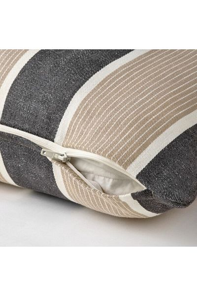 IKEA غطاء وسادة KORALLBUSKE 50x50 سم - مخطط، قطن وجوت، متين، صديق للبيئة،
