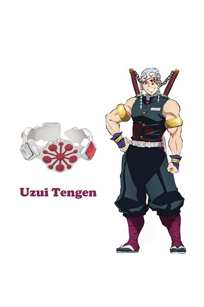 Choice قابل للتعديل Uzui Tengen أنيمي شيطان القاتل Kimetsu No Yaiba Ring Tanjirou Mitsuri Tokitou Muichirou A