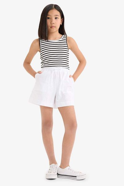 DeFacto New Season Girl's Elastic Waist Cotton Shorts