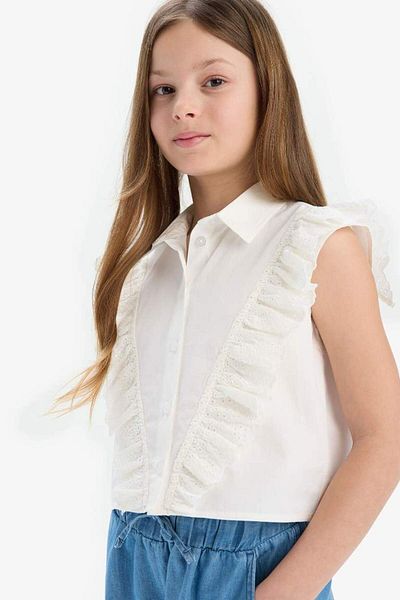 DeFacto New Season Girls' Children's Day, 23 April, Crop Cotton Sleeveless Shirt