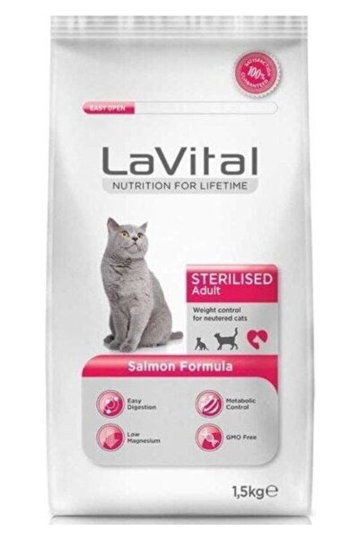 LaVital Sterilised Somonlu Kısırlaştırılmış Yetişkin Kedi Maması 1.5 Kg