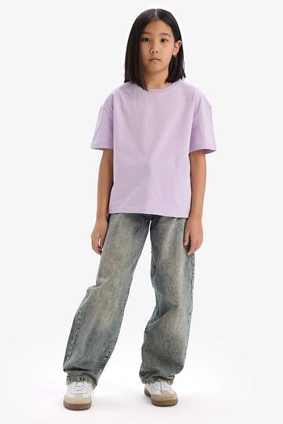 DeFacto New Season Girl's Relax Fit Crew Neck Basic Plain Short Sleeve T-Shirt