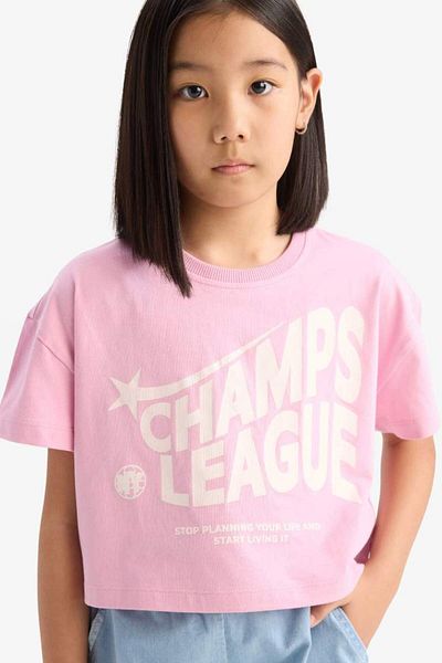 DeFacto New Season Girl's Crew Neck Printed Short Sleeve T-Shirt