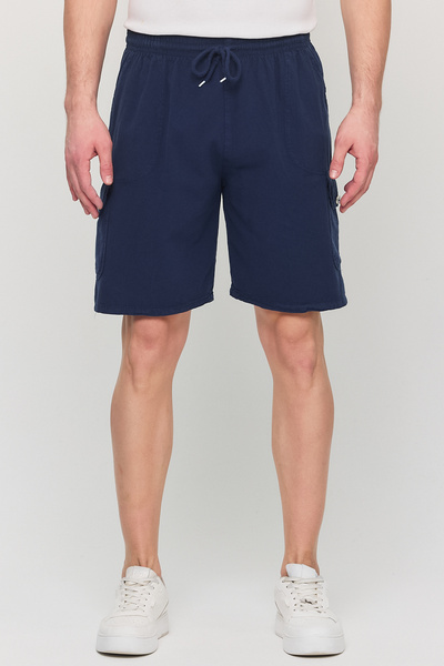 a02teks Erkek Yazlık Keten Karışımı Rahat Kesim Kargo Cep Şort