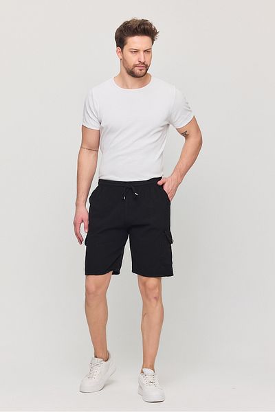 a02teks Men's Summer Linen Blend Casual Cut Cargo Pocket Shorts