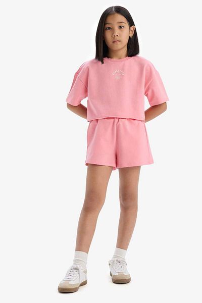 DeFacto New Season Girl's 2-Piece Set Printed Short Sleeve T-Shirt Shorts