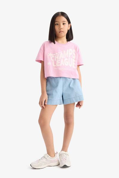 DeFacto New Season Girl's Crew Neck Printed Short Sleeve T-Shirt
