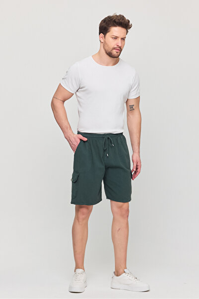 a02teks Erkek Yazlık Keten Karışımı Rahat Kesim Kargo Cep Şort