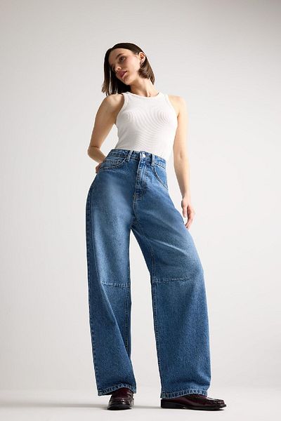 DeFacto Barrel Fit Normal Waist Ankle Length Jean Washed Pants E8007ax25sm