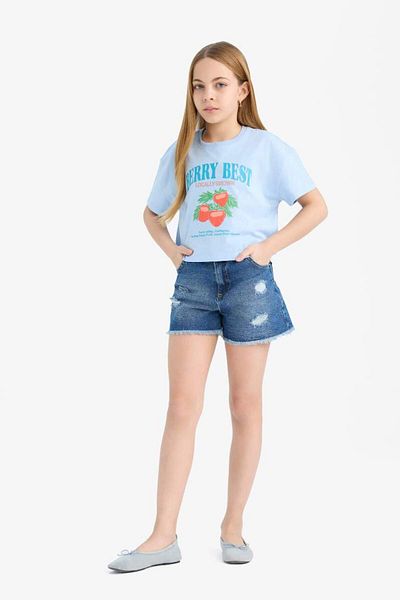 DeFacto Tricou cu mânecă scurtă imprimat pentru fete de sezon nou