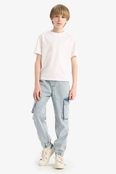 DeFacto New Season Boy's Cargo Pocket Jogger Leg Jean Pants with Elastic Band