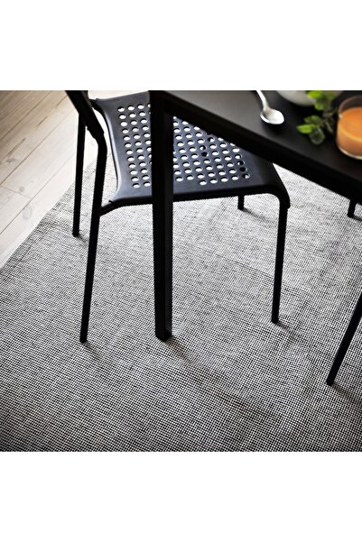 IKEA TIPHEDE Flatwoven Rug – 155x220 cm, Black/Natural, Machine Washable, Lightweight