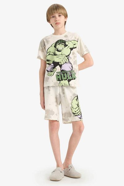 DeFacto New Season Boy's Marvel Comics Pajama Set Short Sleeve Top Elastic Waist Shorts