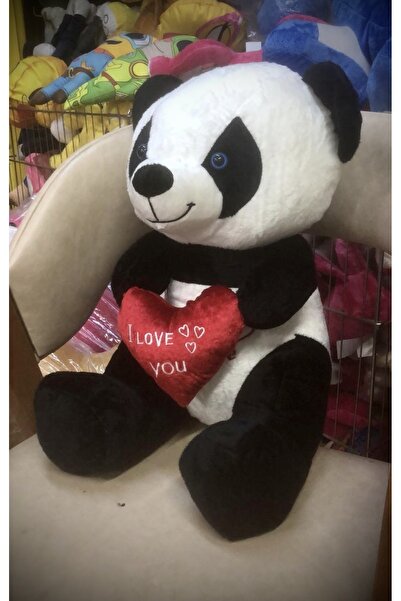 AZİZ OYUNCAK 65 cm Black and White Soft Panda Teddy Bear.. Wonderful Gift with Red Heart..