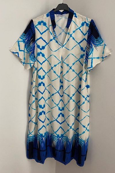 AYASOFYA OTANTIK Rochie midi cu mânecă scurtă, cu mânecă scurtă, cu mânecă scurtă, cu buzunare laterale, cu model