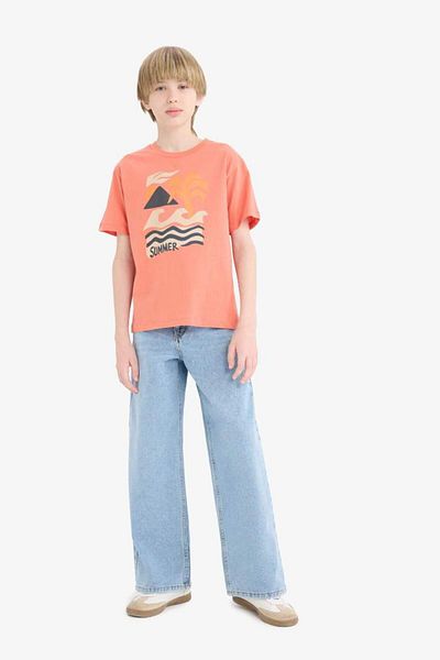 DeFacto New Season Boy's Crew Neck Printed Short Sleeve T-Shirt