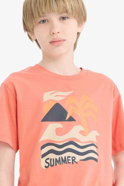DeFacto New Season Boy's Crew Neck Printed Short Sleeve T-Shirt