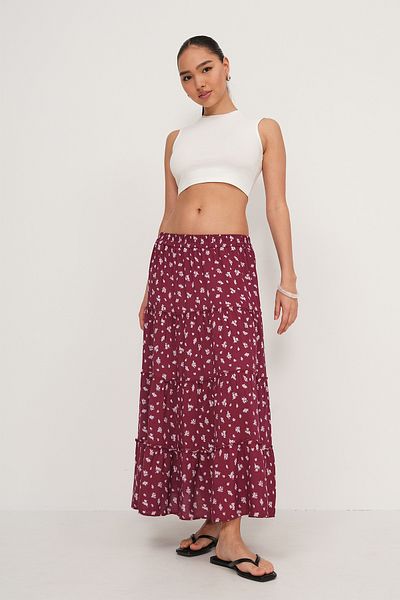 Addax Floral Long Skirt E16209-K12