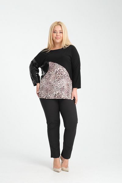 MODA Women's Large Size Patterned Pulpayet Detailed Bluz
