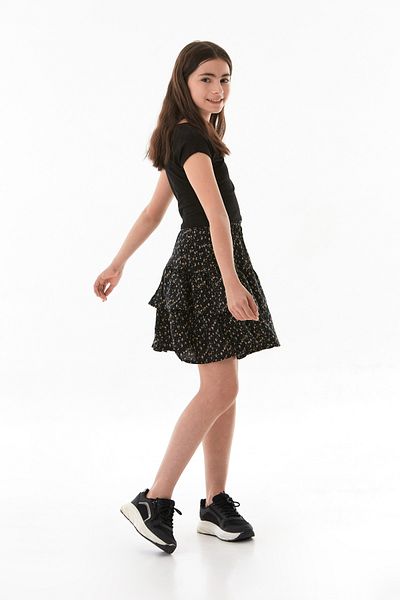 Fulla Moda Floral Printed Ruffled Girl's Skirt