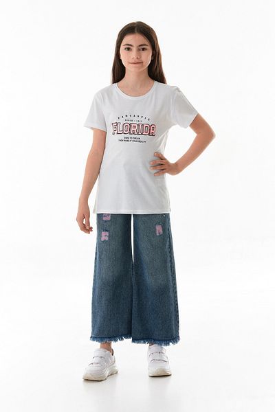 Fulla Moda Κοριτσίστικο μπλουζάκι από 100% βαμβάκι Florida Text Printed