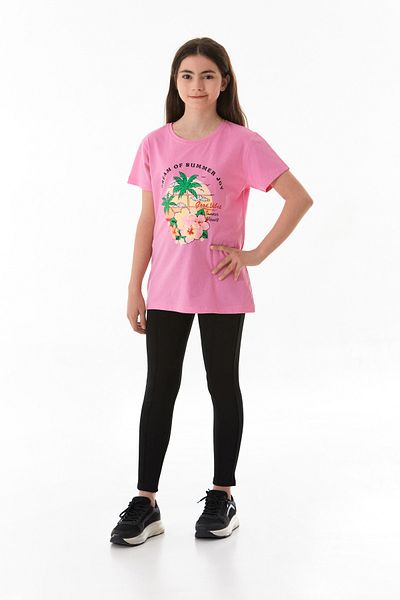 Fulla Moda 100% Cotton Palm Printed Girl's T-Shirt