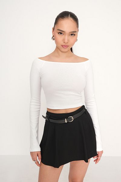 Addax Boat Neck Crop Blouse B1593-S8