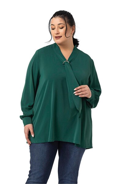 DISENTIS MODEST Μπλούζα μεγάλου μεγέθους με λεπτομέρεια με γιακά με γραβάτα κ...