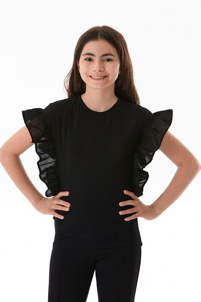 Fulla Moda Κοριτσίστικη μπλούζα με κορδόνια και φλάντζα στα πλαϊνά