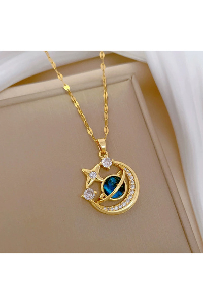 Choice قلادة H Light فاخرة من الفولاذ التيتانيوم سلسلة النجوم للنساء باللون ا...