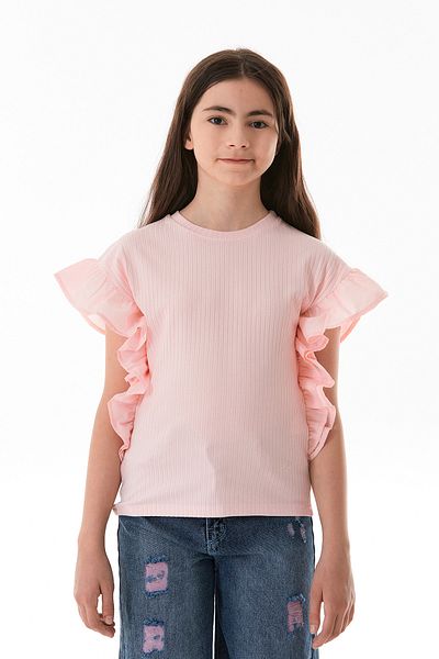 Fulla Moda Κοριτσίστικη μπλούζα με κορδόνια και φλάντζα στα πλαϊνά