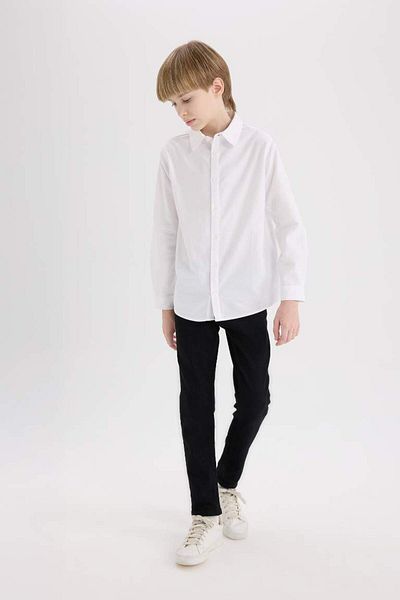 DeFacto New Season Boy's Polo Neck Oxford Long Sleeve Basic Plain Shirt