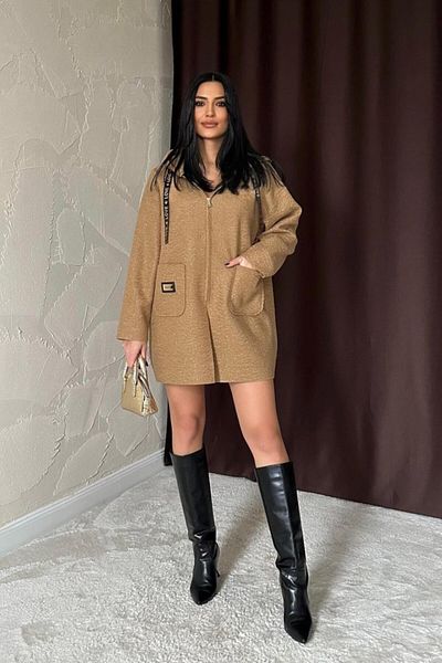 Miracle Omni Mink Emblem Hooded Plush Jacket