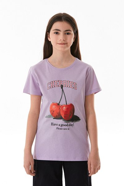 Fulla Moda Tricou pentru fetiță, 100% bumbac, cu imprimeu cireșe