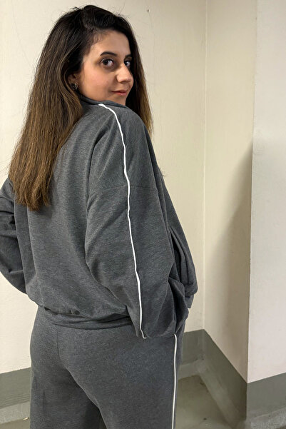 NN SISTER Gri Dik Yaka Eşofman Takımı