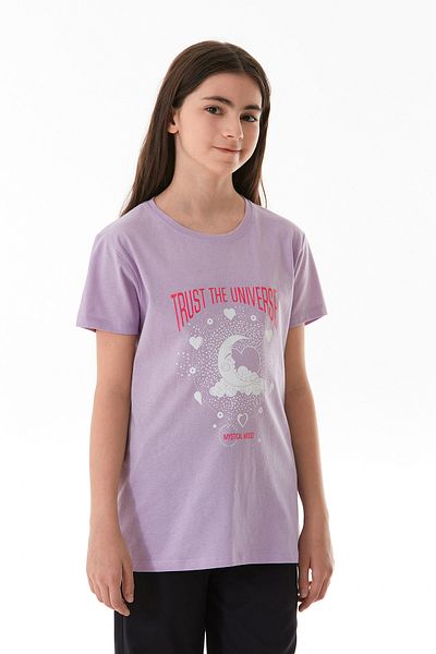 Fulla Moda 100% Cotton Trust the Universe Printed Girl's T-Shirt