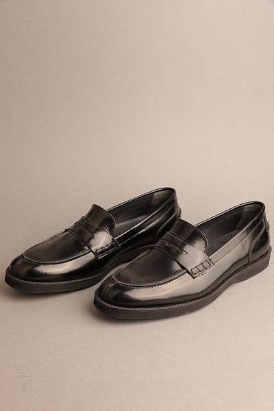 Gondol Loafer clasic pentru bărbați din piele naturală neagră, model 42