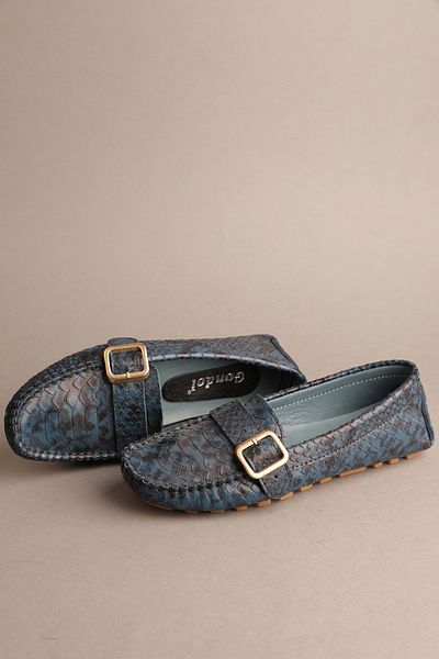 Gondol Women's Genuine Leather Classic Loafer Navy Blue Snake 37 Ttx.706